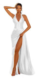 Halter Satin Prom Dresses for Women 2027 Long Mermaid Corset Formal Dress Pleated Evening Party Gowns with Slit