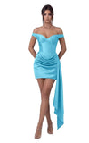 Satin Homecoming Dresses for Teens 2026 Off Shoulder Short Prom Dress Tight Pleated Cocktail Party Gowns