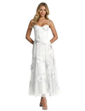 Jacquard Tulle Prom Dresses Spaghetti Straps Formal Evening Party Dress Tea Length