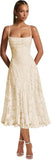 Lace Jacquard Bridesmaid Dresses for Women 2027 Spaghetti Straps Ruffle Formal Wedding Guest Dress Formal Evening Dress