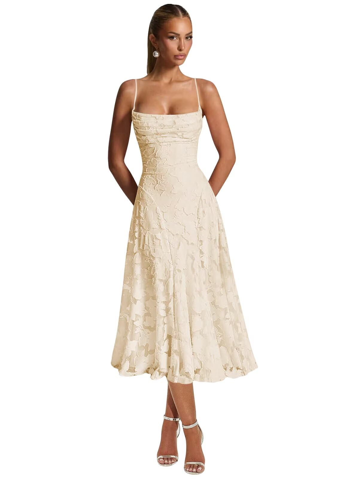 Lace Jacquard Bridesmaid Dresses for Women 2027 Spaghetti Straps Ruffle Formal Wedding Guest Dress Formal Evening Dress