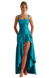 Mermaid Satin Bridesmaid Dresses for Women 2027 Long Ruffles High Low Prom Formal Evening Party Dress with Slit