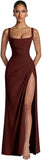 Kingbridal Mermaid Bridesmaid Dresses for Women Square Neck Formal Dress with Slit