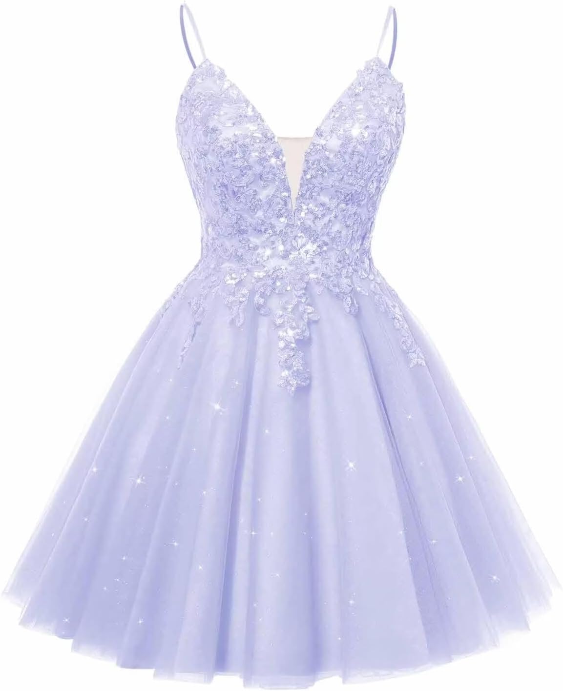 Spaghetti Straps Sequin Lace Appliques Short Homecoming Dresses for Teens Glitter Tulle Prom Party Dresses