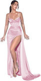 Spaghetti Straps Mermaid Prom Dresses Long Ball Gown 2025 Corset Sexy Slit Pleat Formal Evening Gowns