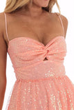 Spaghetti Straps Sequin Homecoming Dresses for Teens 2027 Short Sequin Dresses Mini Formal Cocktail Gown
