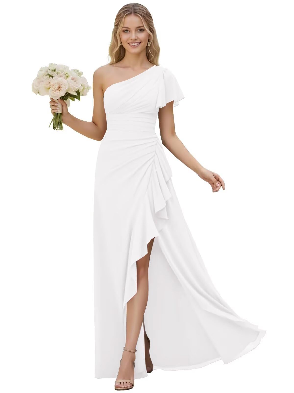 One Shoulder Chiffon Bridesmaid Dresses for Women 2026 A-line Formal Dress