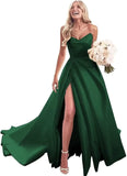 Trägerloses Ballkleid, langes Ballkleid, Satin-Brautkleid für die Braut, A-Linie, formelle Abendkleider mit Schlitz 