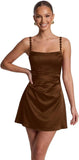 Satin Homecoming Dresses for Teens 2026 Spaghetti Straps Short Prom Dress A-line Pleated Cocktail Party Gowns