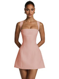 Satin Homecoming Dresses for Teens Square Neck Short Prom Dress Pleated A Line Corset Mini Cocktail Party Gown