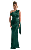 Kingbridal One Shoulder Bridesmaid Dresses for Women Mermaid Satin Formal Evening Maxi Dress