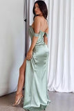 Off Shoulder Mermaid Prom Dresses with Slit 2027 Long Satin Pleated Formal Dress for Women Evening Party