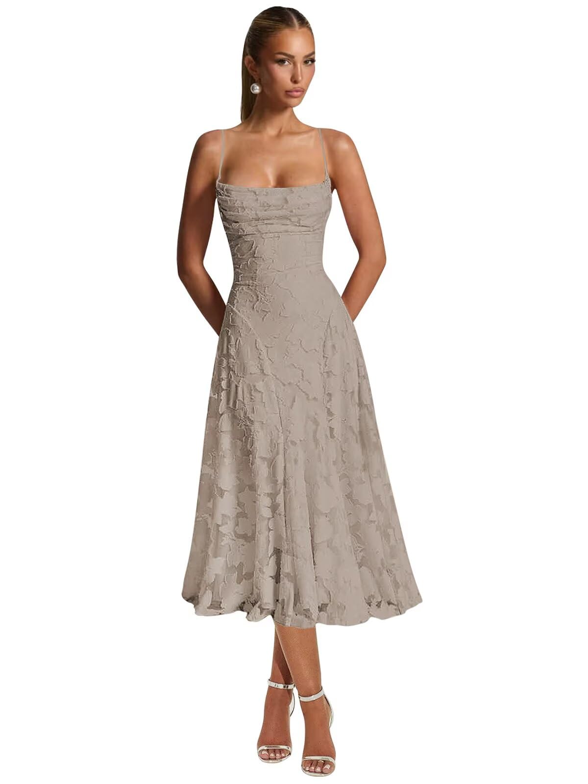 Lace Jacquard Bridesmaid Dresses for Women 2027 Spaghetti Straps Ruffle Formal Wedding Guest Dress Formal Evening Dress