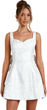 Jacquard Satin Homecoming Dress with Bow Elegant Embroidery A Line Graduation Mini Dress Short Prom Dresses