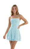 Spaghetti Straps Chiffon Homecoming Dresses for Teens Short 2026 Tiered Ruffle Square Neck Mini Cocktail Gowns
