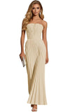 Women's Strapless Pleated Bridesmaid Dress Elegant Sweetheart Neck Formal Prom Gown for Wedding Guest