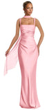 Mermaid Bridesmaid Dresses with Scarf 2027 Long Satin Spaghetti Straps Ruched Formal Evening Party Dress for Women