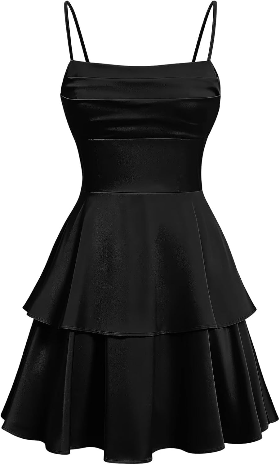 Tiered Satin Homecoming Dresses for Teens Short A Line Tight Spaghetti Strap Formal Cocktail Party Gown 2026
