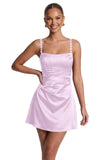 Satin Homecoming Dresses for Teens 2026 Spaghetti Straps Short Prom Dress A-line Pleated Cocktail Party Gowns