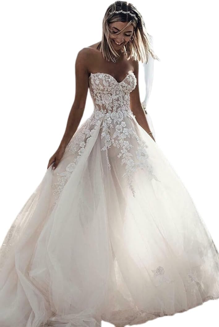 Damen Meerjungfrau Brautkleid mit Spitzenapplikationen und langen Ärmeln, V-Ausschnitt