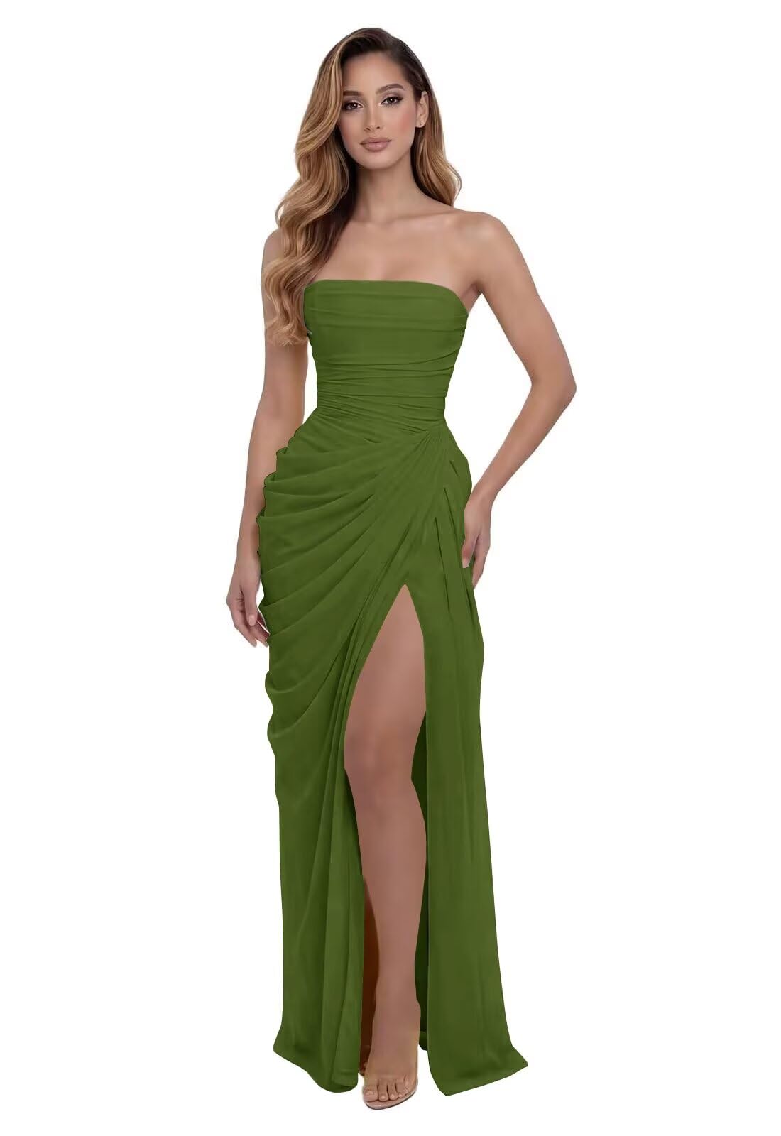 Kingbridal Strapless Chiffon Bridesmaid Dresses for Women Long Mermaid Prom Dress