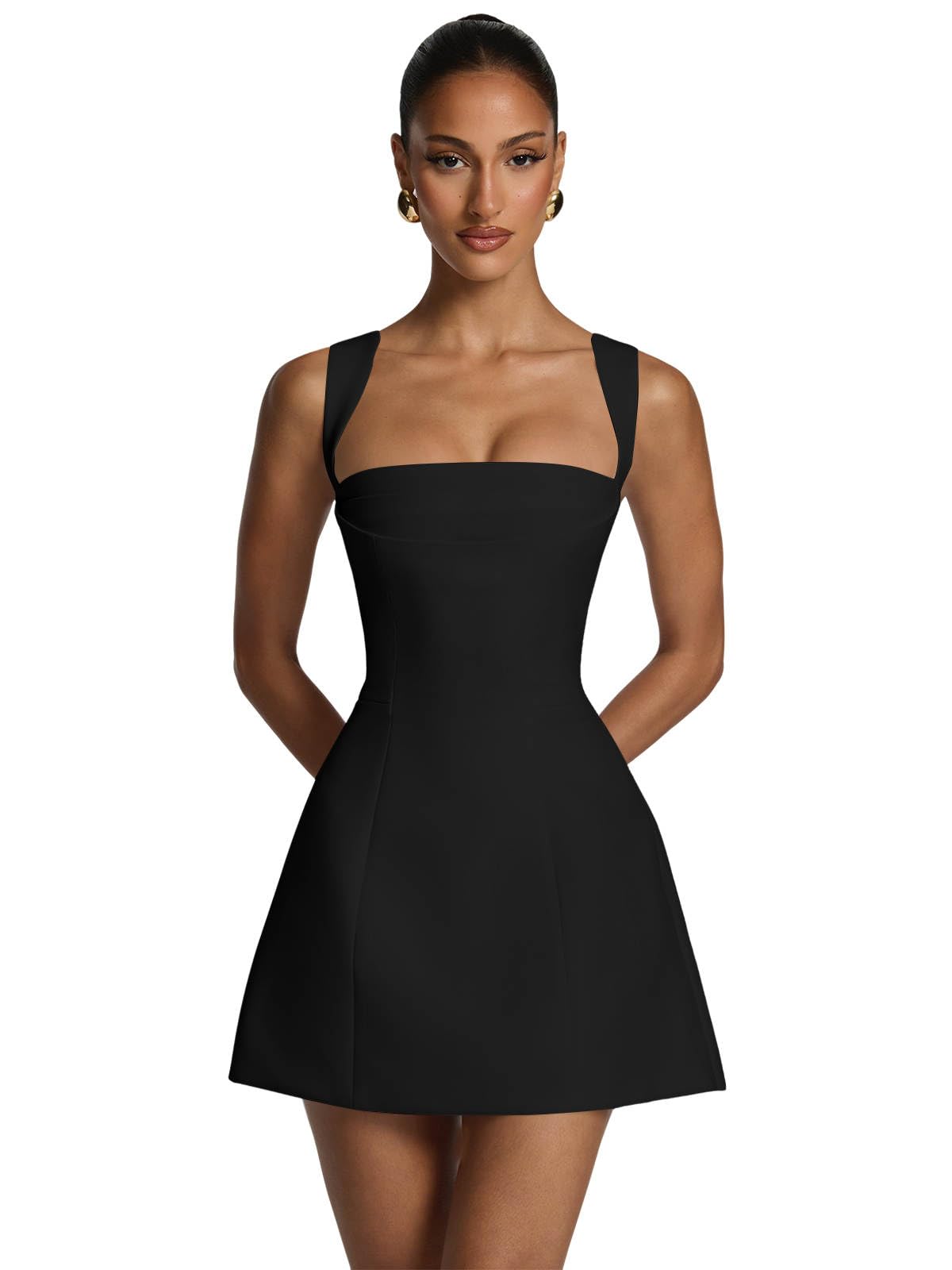 Satin Homecoming Dresses for Teens Square Neck Short Prom Dress Pleated A Line Corset Mini Cocktail Party Gown