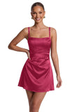 Satin Homecoming Dresses for Teens 2026 Spaghetti Straps Short Prom Dress A-line Pleated Cocktail Party Gowns