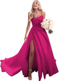 Trägerloses Ballkleid, langes Ballkleid, Satin-Brautkleid für die Braut, A-Linie, formelle Abendkleider mit Schlitz 