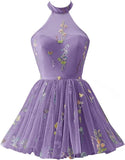 Vestidos de fiesta formales de tul con bordado floral corto para mujer 2023