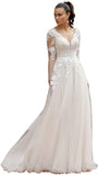 Women's Elegant Lace Beach Wedding Dresses for Bride 2025 with Sleeves Wedding Bridal Gowns