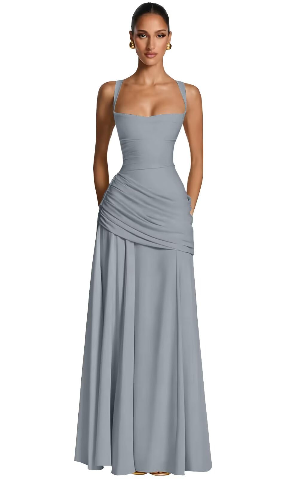Kingbridal Spaghetti Straps Chiffon Bridesmaid Dresses for Women A-Line Formal Dress