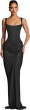 Mermaid Satin Prom Dresses for Women 2026 Spaghetti Strap Formal Dress Ruched Corset Evening Party Gowns