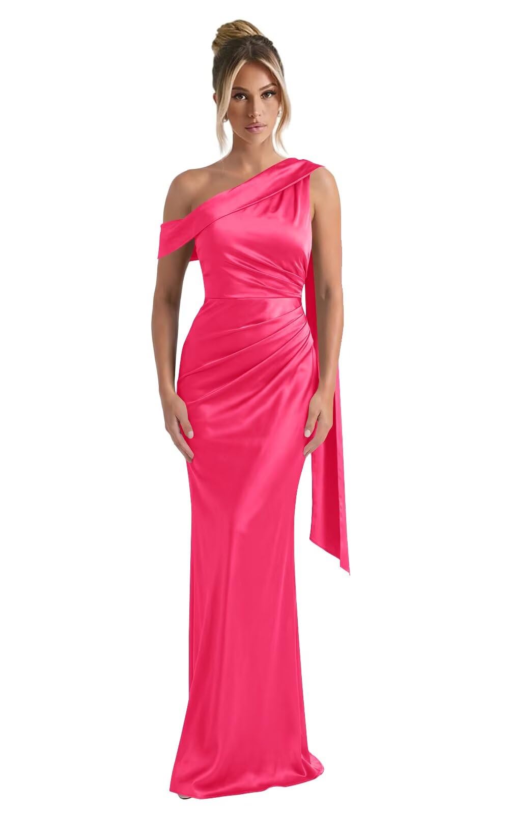 Kingbridal One Shoulder Bridesmaid Dresses for Women Mermaid Satin Formal Evening Maxi Dress