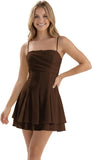 Spaghetti Straps Chiffon Homecoming Dresses for Teens Short 2026 Tiered Ruffle Square Neck Mini Cocktail Gowns