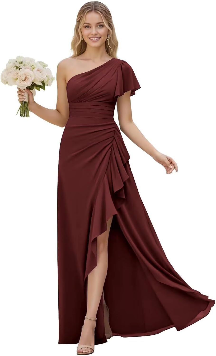 One Shoulder Chiffon Bridesmaid Dresses for Women 2026 A-line Formal Dress