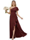 One Shoulder Chiffon Bridesmaid Dresses for Women 2026 A-line Formal Dress