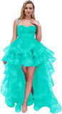 Spaghetti Cocktail Party Dress for Women High-Low Ruffled Summer Dress Long Trailing Prom Ball Gown