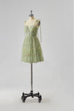 Vestidos de fiesta para mujer, con tirantes finos, cortos, bordados de flores, tul, vestidos formales 