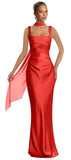 Mermaid Bridesmaid Dresses with Scarf 2027 Long Satin Spaghetti Straps Ruched Formal Evening Party Dress for Women