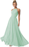 Women's Halter Bridesmaid Dresses Long Chiffon Formal Dresses Evening Party Dress 2026