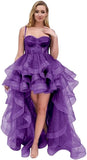 Spaghetti Cocktail Party Dress for Women High-Low Ruffled Summer Dress Long Trailing Prom Ball Gown