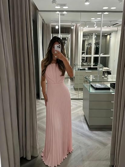 Women's Strapless Pleated Bridesmaid Dress Elegant Sweetheart Neck Formal Prom Gown for Wedding Guest