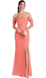 Kingbridal Gowns Off Shoulder Chiffon Bridesmaid Dresses for Women 2026 Long Ruched Cowl Neck Formal Evening Party Dress with Slit
