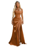 Off Shoulder Mermaid Prom Dresses with Slit 2027 Long Satin Pleated Formal Dress for Women Evening Party
