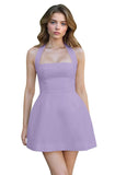 Satin Halter Homecoming Dresses for Teens Short Prom Dress 2027 Mini Formal Evening Cocktail Gowns with Pockets