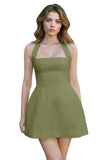 Satin Halter Homecoming Dresses for Teens Short Prom Dress 2027 Mini Formal Evening Cocktail Gowns with Pockets