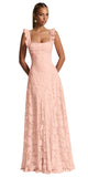 Ruched Jacquard Prom Dresses for Women Teens Ruffle Strap Floral Maxi Formal Dress Evening Gown