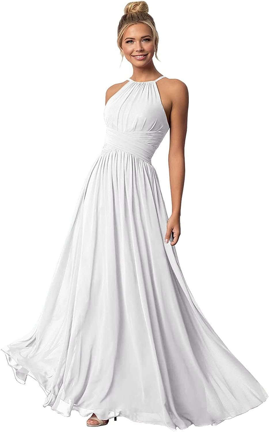 Women's Halter Bridesmaid Dresses Long Chiffon Formal Dresses Evening Party Dress 2026