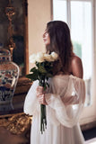 Women's Puffy Long Sleeve Prom Dresses with Slit Off Shoulder Tulle Wedding Formal Evening Gowns