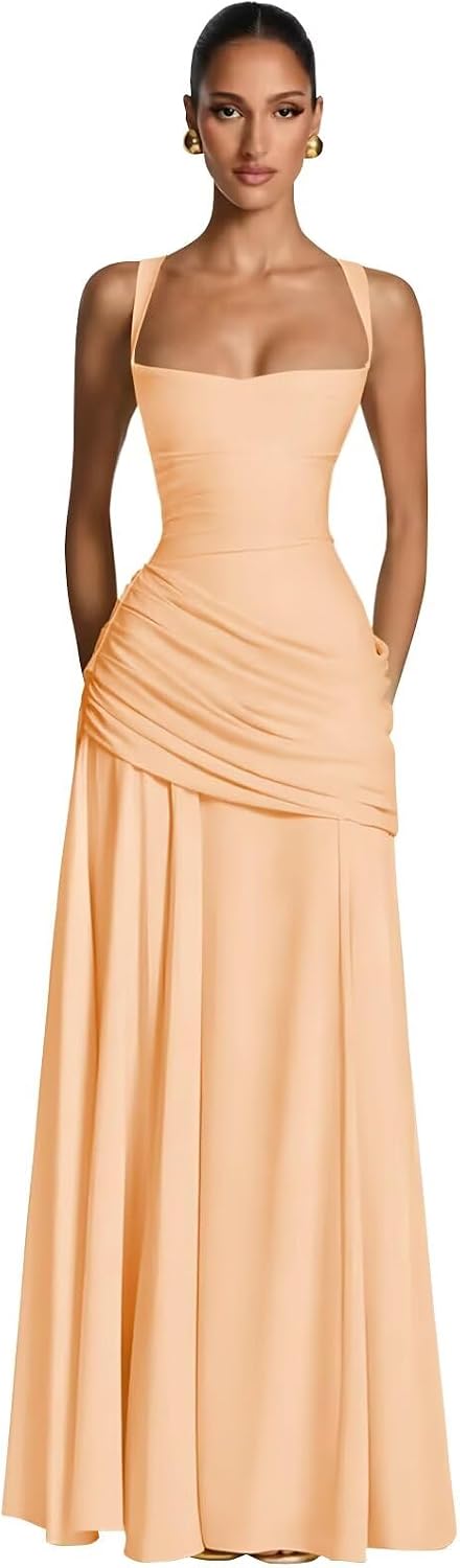 Kingbridal Spaghetti Straps Chiffon Bridesmaid Dresses for Women A-Line Formal Dress
